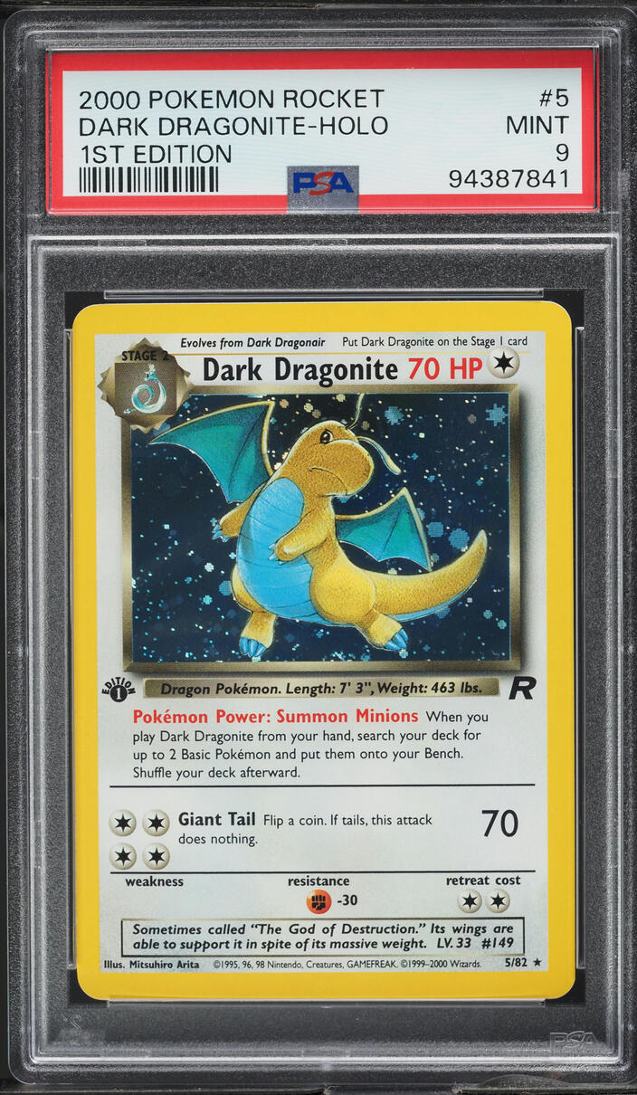 2000 POKEMON TEAM ROCKET 1ST EDITION HOLO DARK DRAGONITE #5 PSA 9 MINT