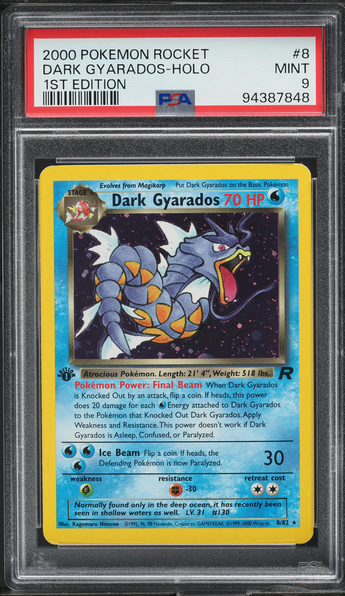 2000 POKEMON TEAM ROCKET 1ST EDITION HOLO DARK GYARADOS #8 PSA 9 MINT