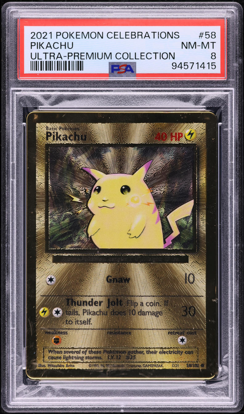 2021 POKEMON SWSH CELEBRATIONS ULTRA PREMIUM COLLECTION PIKACHU #58 PSA 8 NM-MT