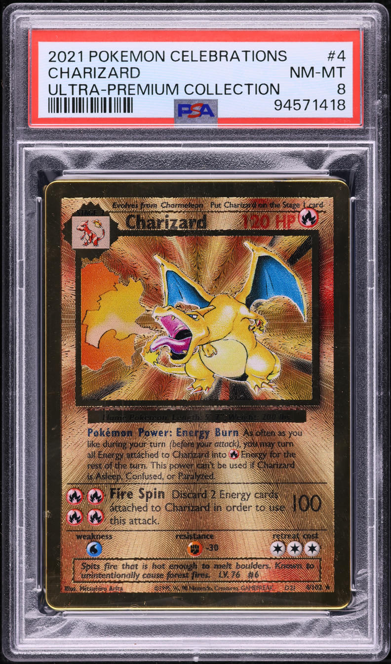 2021 POKEMON SWSH CELEBRATIONS ULTRA PREMIUM COLLECTION CHARIZARD #4 PSA 8 NM-MT