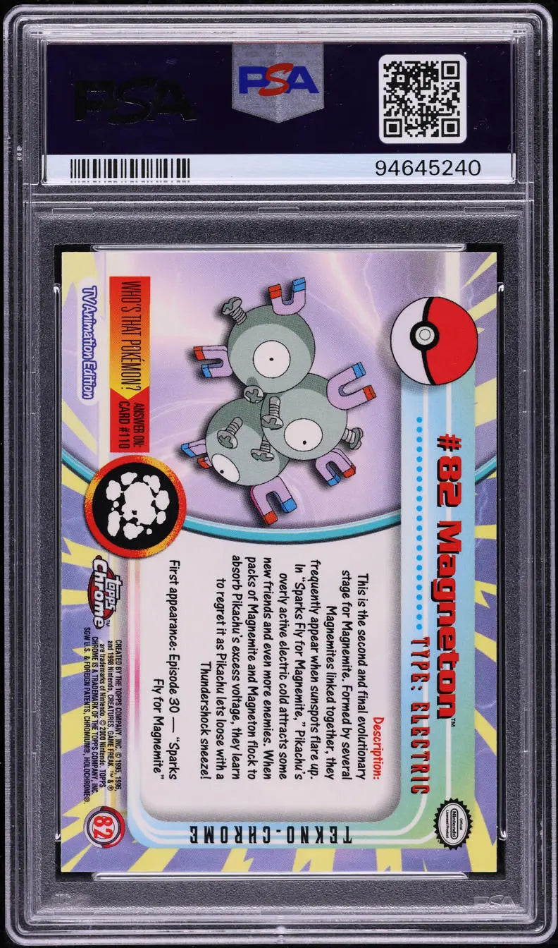 2000 TOPPS CHROME POKEMON TV TEKNO MAGNETON #82 PSA 10 GEM MINT