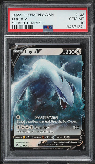 2022 POKEMON SWORD & SHIELD SILVER TEMPEST LUGIA V #138 PSA 10 GEM MINT