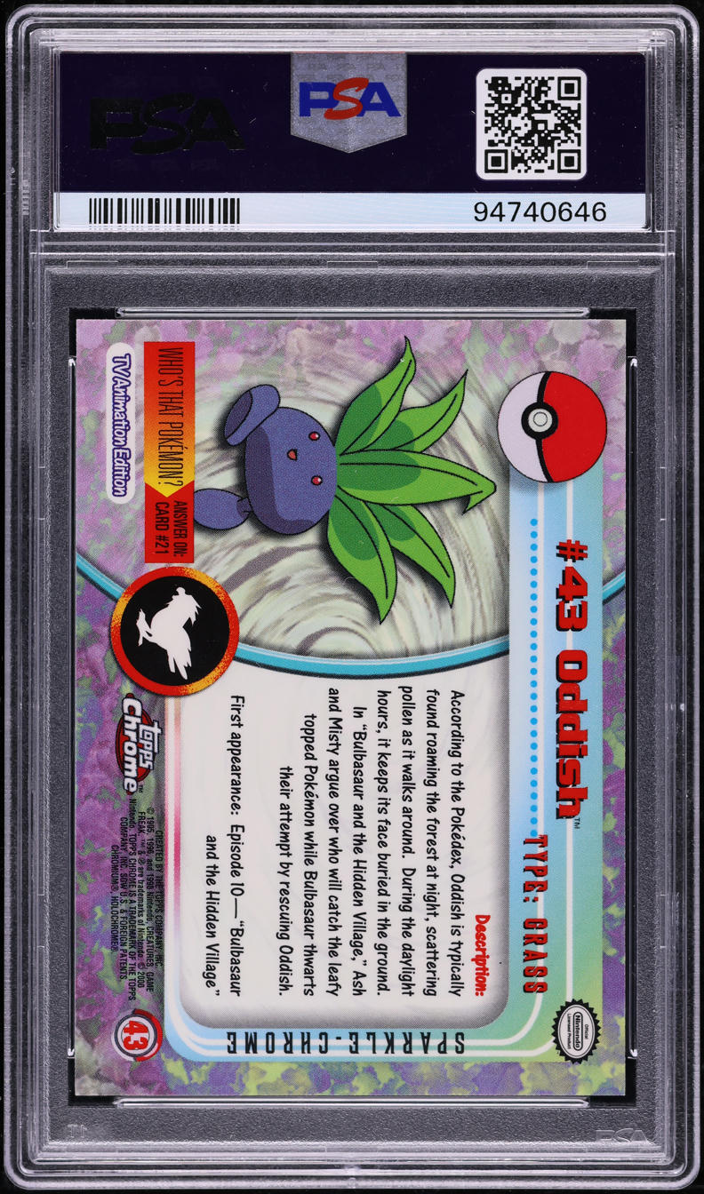 1995 oddish pokemon card 2000 TOPPS CHROME POKEMON SERIES 1 SPARKLE ODDISH #43 PSA 10 GEM MINT – lowpopping