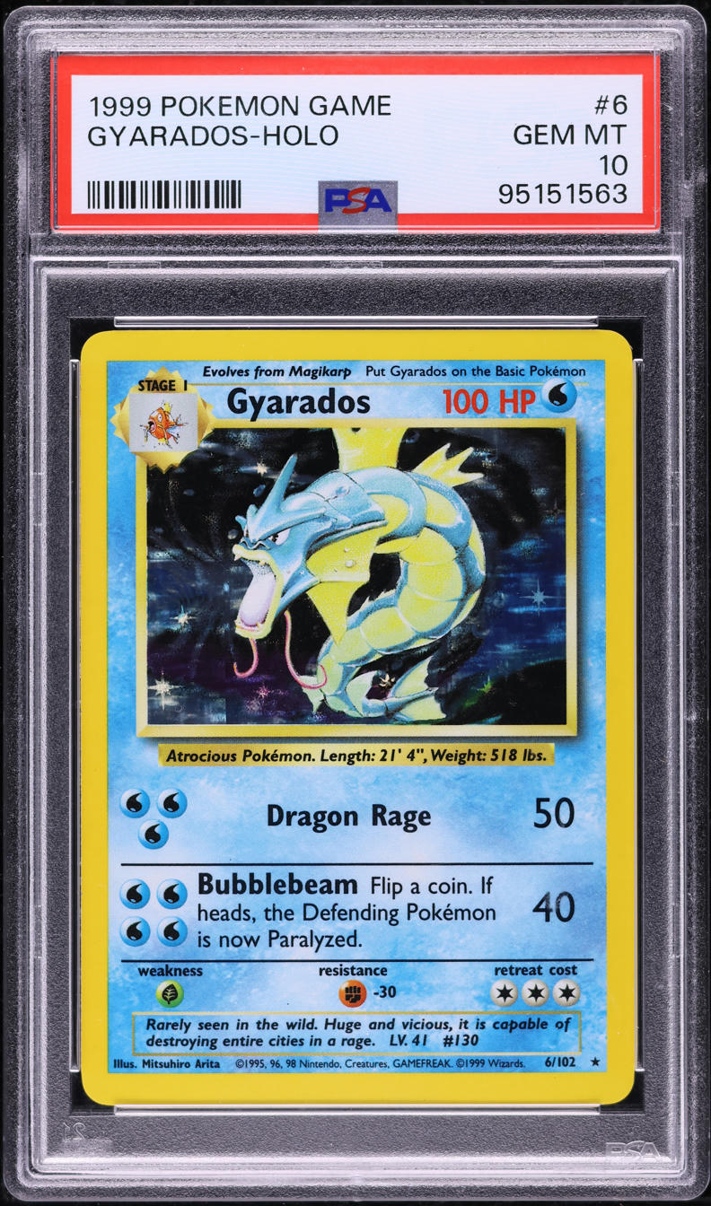 1999 POKEMON BASE SET HOLO GYARADOS #6 PSA 10 GEM MINT