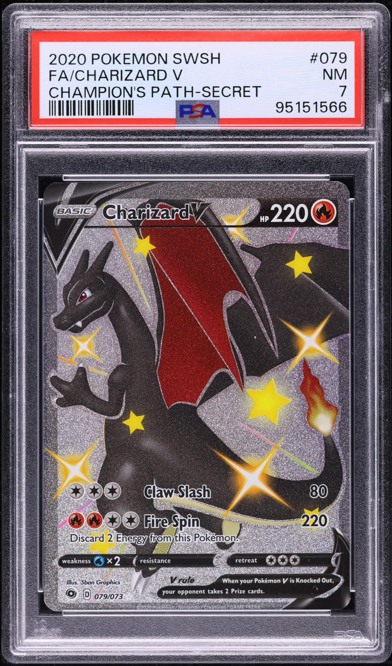 2020 POKEMON SWSH CHAMPION'S PATH FULL ART SHINY CHARIZARD V #79 PSA 7 NRMT