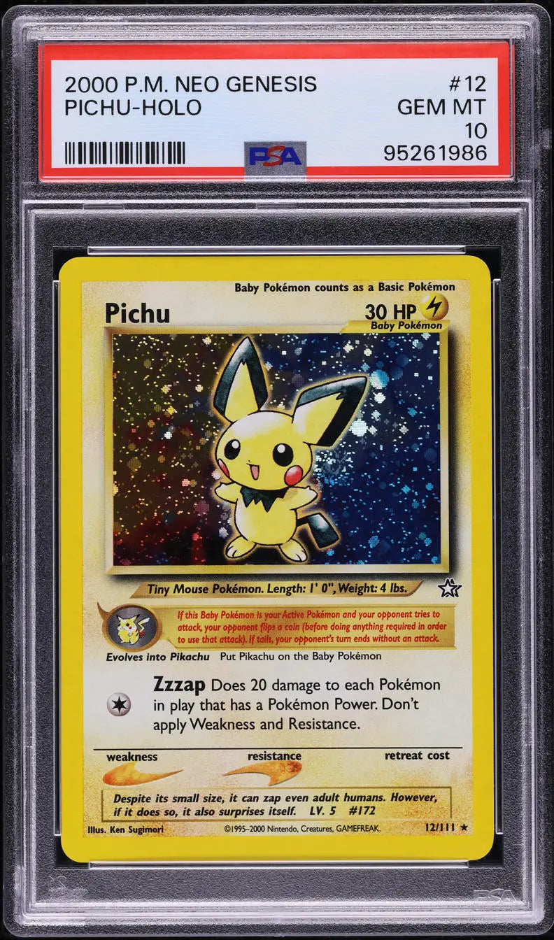 2000 POKEMON NEO GENESIS HOLO PICHU #12 PSA 10 GEM MINT