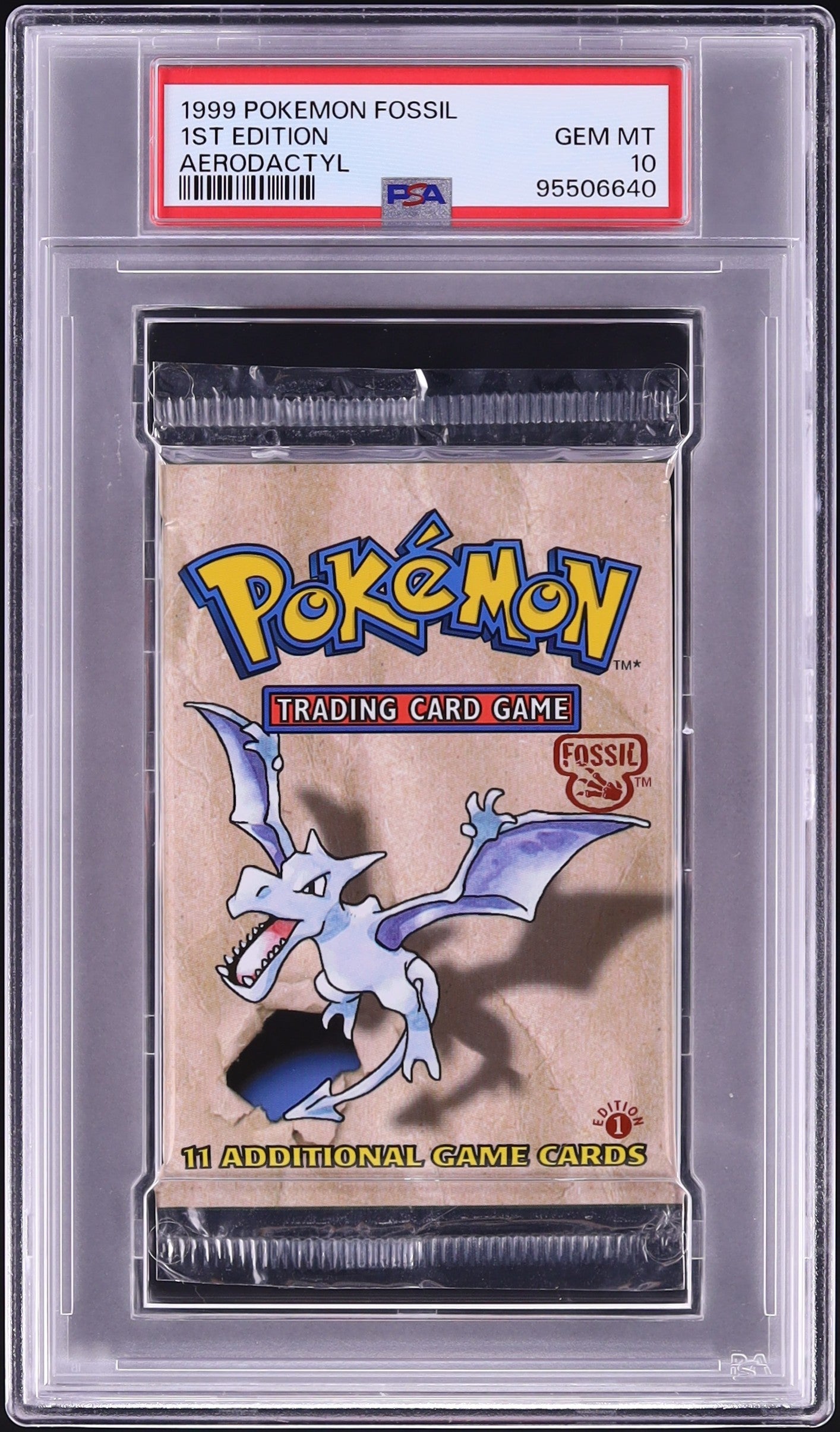 1999 POKEMON FOSSIL 1ST EDITION AERODACTYL BOOSTER PACK PSA 10