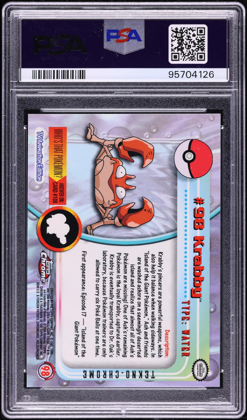 2000 TOPPS CHROME POKEMON SERIES 2 TEKNO KRABBY #98 PSA 10 GEM MINT