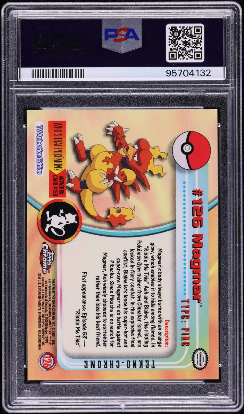 2000 TOPPS CHROME POKEMON TV TEKNO MAGMAR #126 PSA 10 GEM MINT