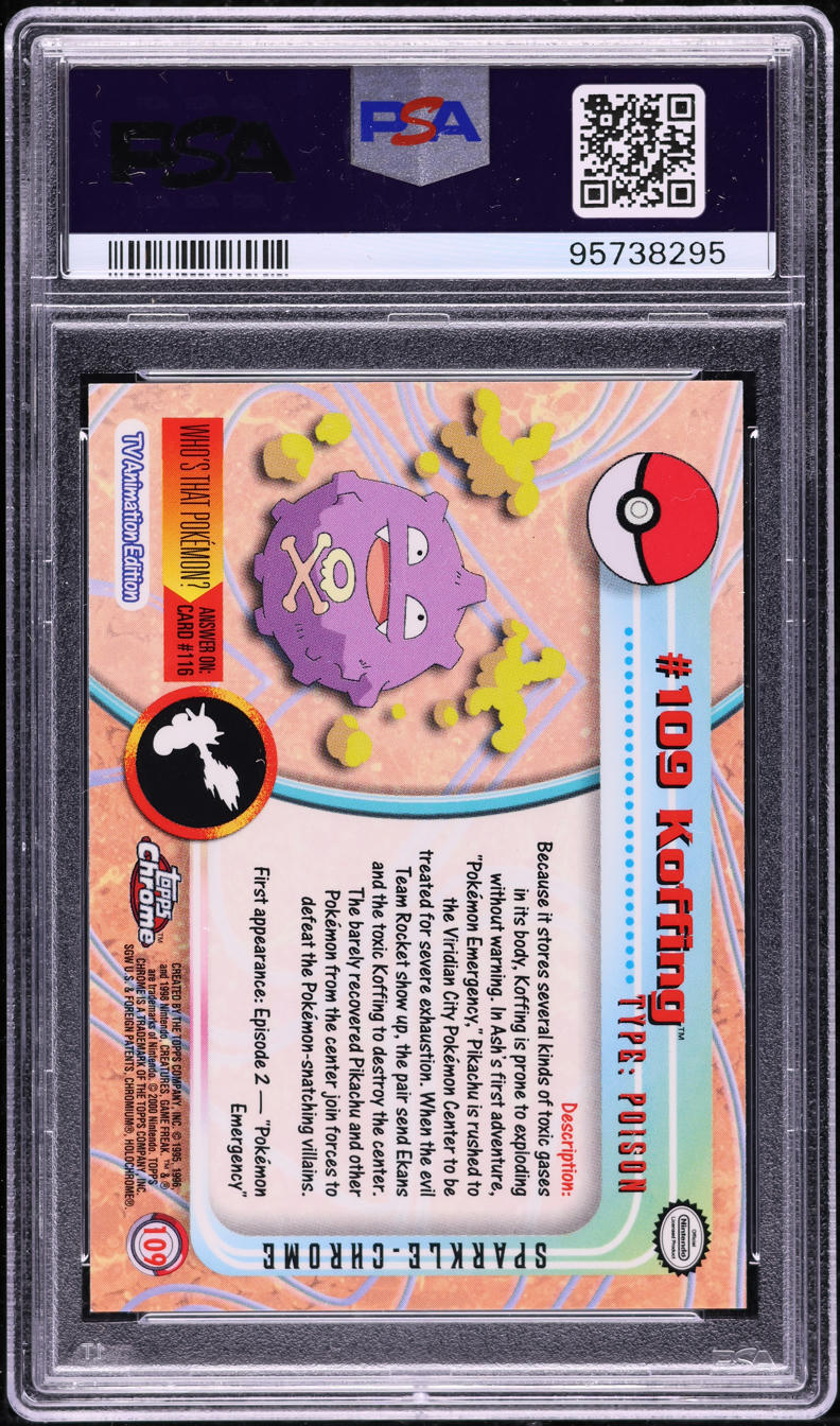 2000 TOPPS CHROME POKEMON SERIES 2 SPARKLE KOFFING #109 PSA 9 MINT