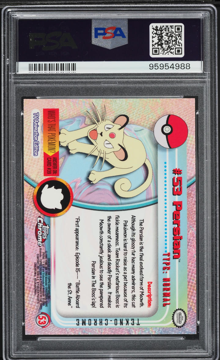 2000 TOPPS CHROME POKEMON SERIES 1 TEKNO PERSIAN #53 PSA 10 GEM MINT