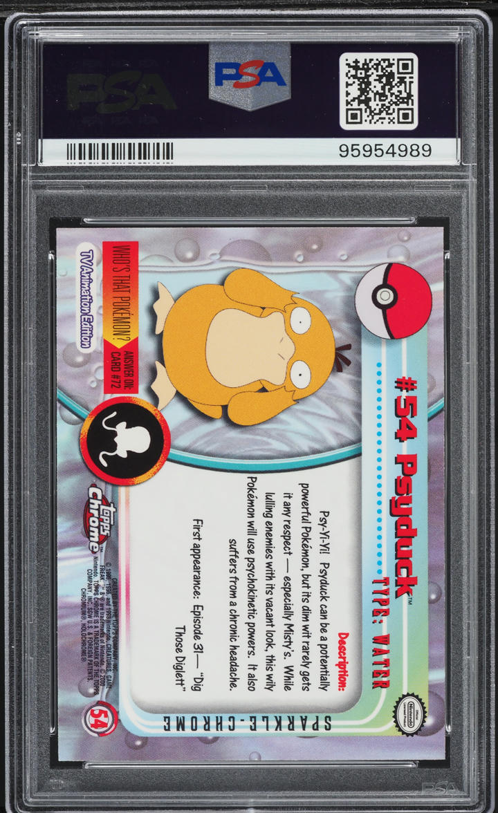 2000 TOPPS CHROME POKEMON SERIES 1 SPARKLE PSYDUCK #54 PSA 10 GEM MINT
