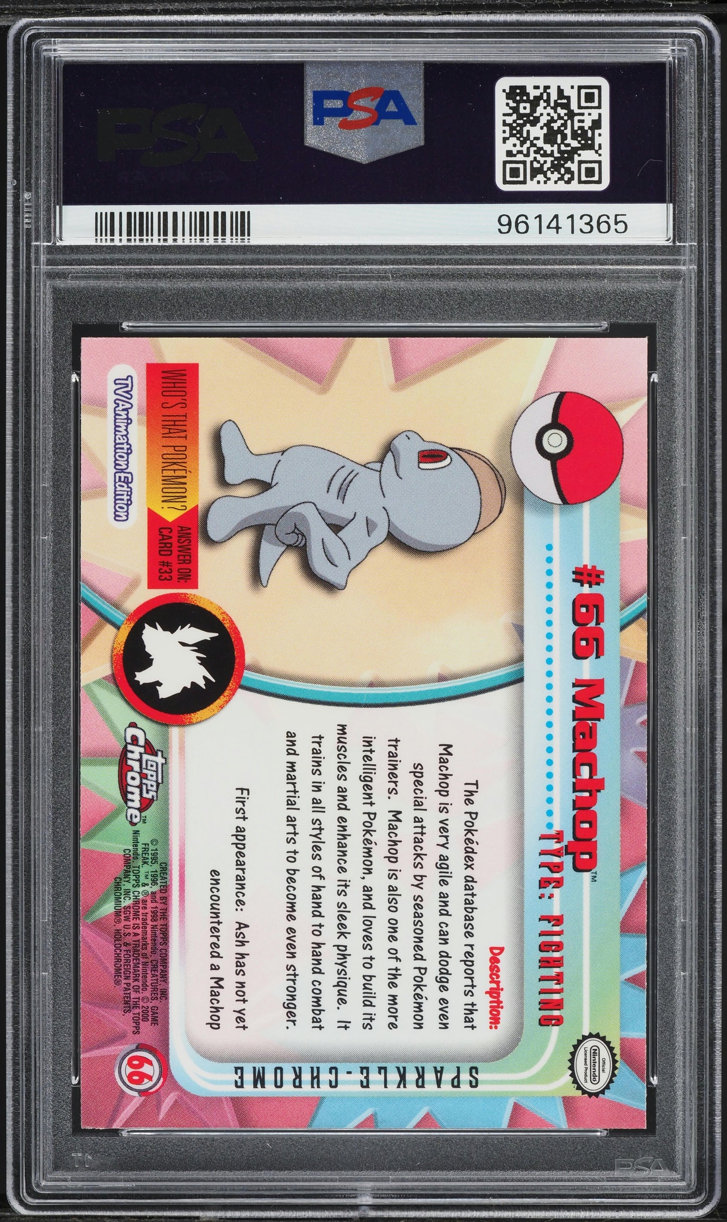 2000 TOPPS CHROME POKEMON SERIES 1 SPARKLE MACHOP #66 PSA 10 GEM MINT