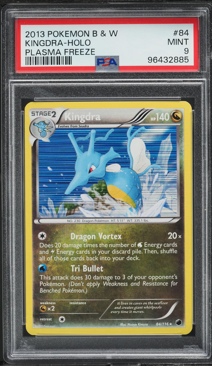 2013 POKEMON BLACK & WHITE PLASMA FREEZE HOLO KINGDRA #84 PSA 9 MINT