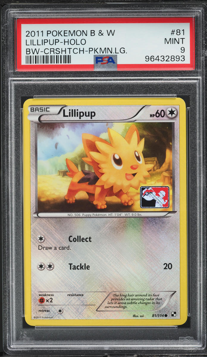 2011 POKEMON BLACK & WHITE POKEMON LEAGUE HOLO LILLIPUP #81 PSA 9 MINT