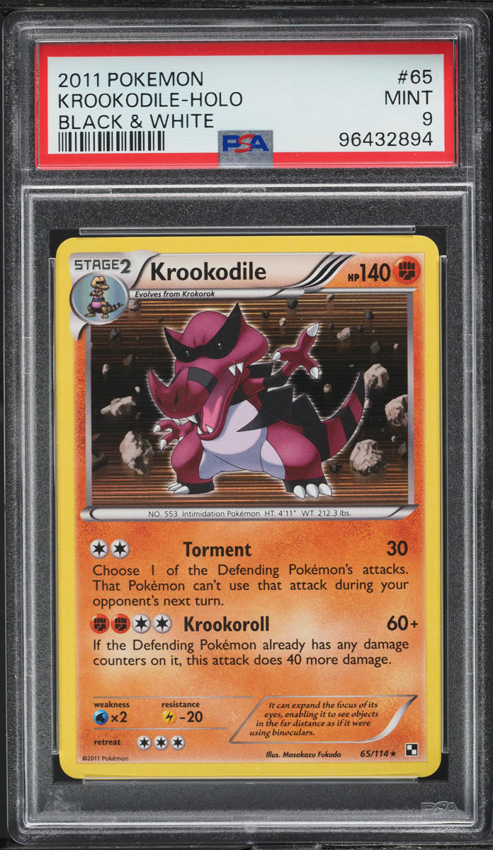2011 POKEMON BLACK & WHITE HOLO KROOKODILE #65 PSA 9 MINT