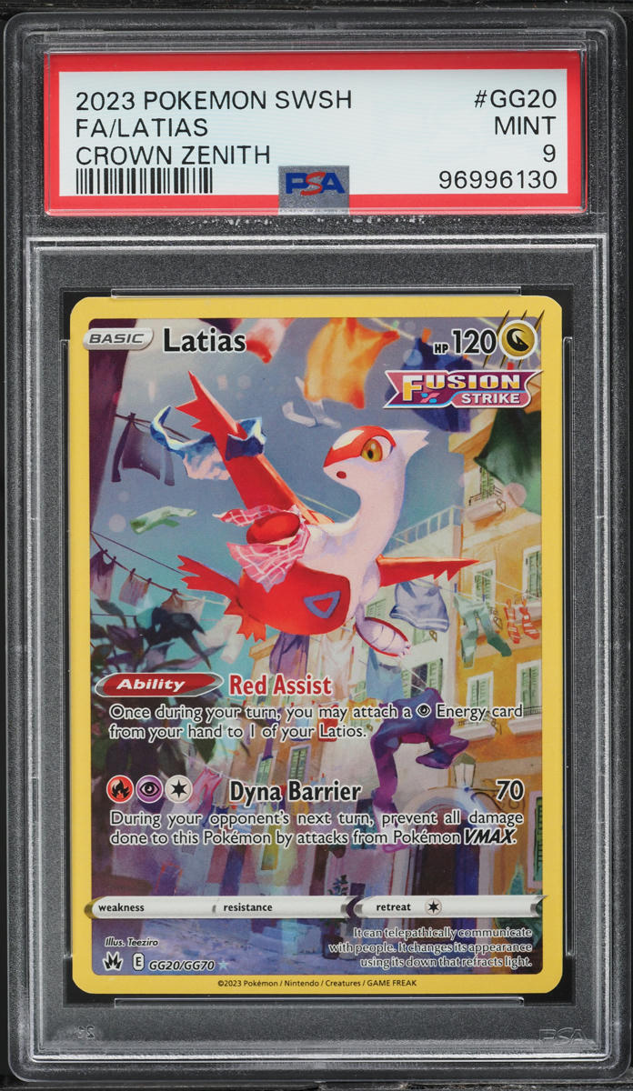 2023 POKEMON SWORD & SHIELD CROWN ZENITH FULL ART LATIAS #GG20 PSA 9 MINT