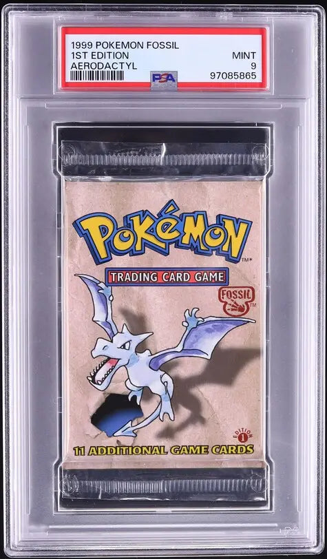 1999 POKEMON FOSSIL 1ST EDITION AERODACTYL BOOSTER PACK PSA 9