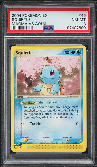 2004 POKEMON EX TEAM MAGMA VS. TEAM AQUA SQUIRTLE #46 PSA 8 NM-MT