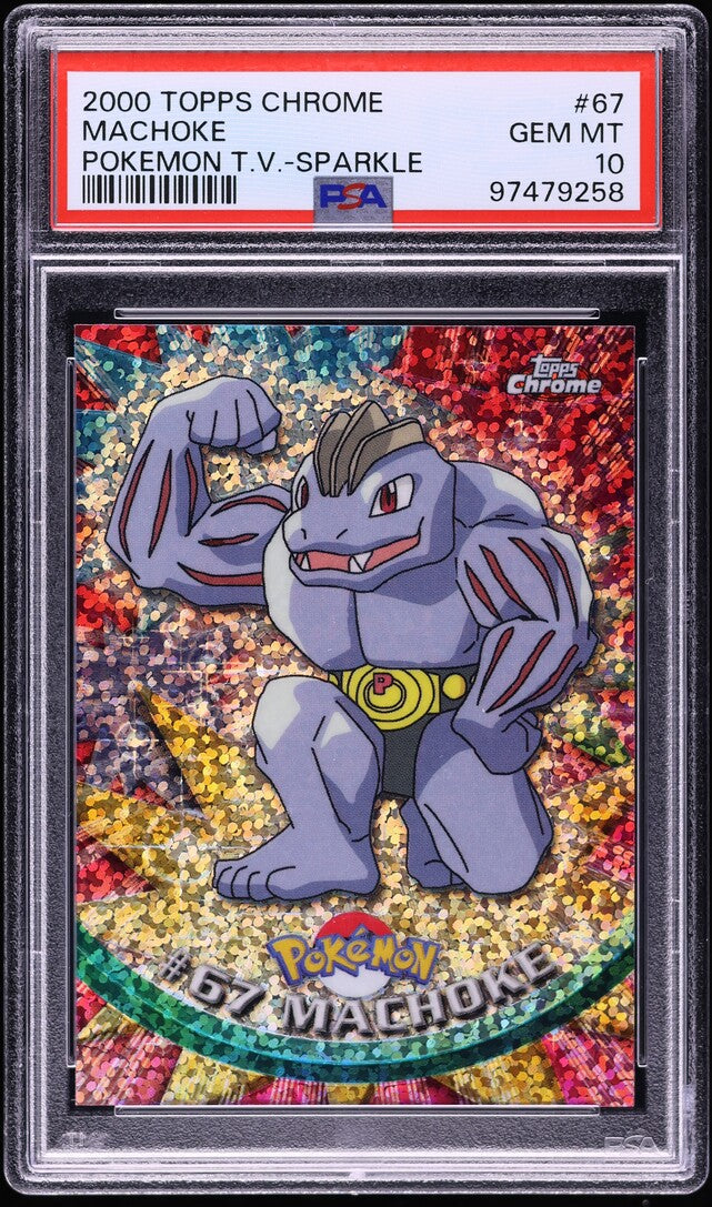 2000 TOPPS CHROME POKEMON SERIES 1 SPARKLE MACHOKE #67 PSA 10