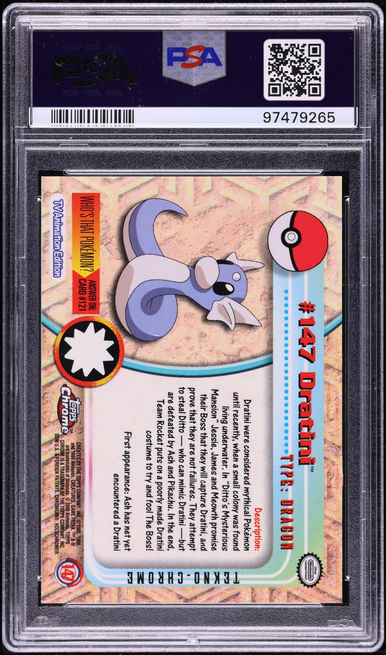 2000 TOPPS CHROME POKEMON TV SERIES 2 TEKNO DRATINI #147 PSA 10 GEM MI –  lowpopping