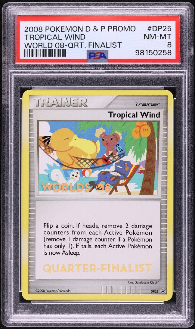 2008 POKEMON DP PROMO WORLD CHAMPIONSHIP QUARTER FINALIST TROPICAL WIND PSA 8