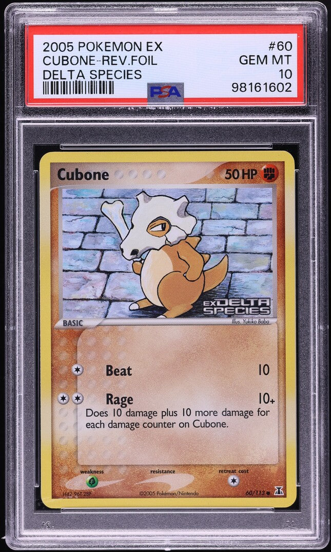 2005 POKEMON EX DELTA SPECIES REVERSE HOLO CUBONE #60 PSA 10 GEM MINT