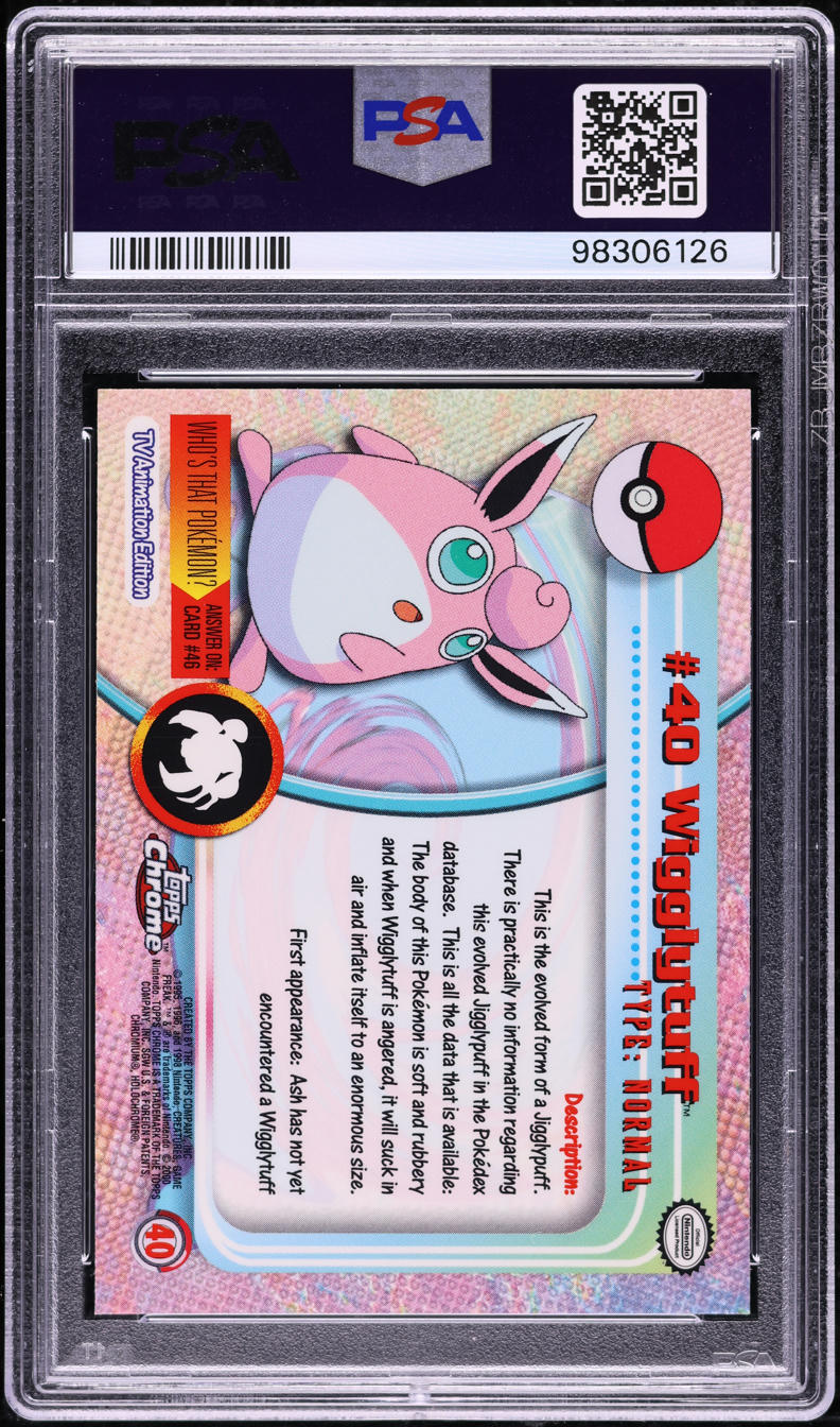 2000 TOPPS CHROME POKEMON SERIES 1 WIGGLYTUFF #40 PSA 10 GEM MINT