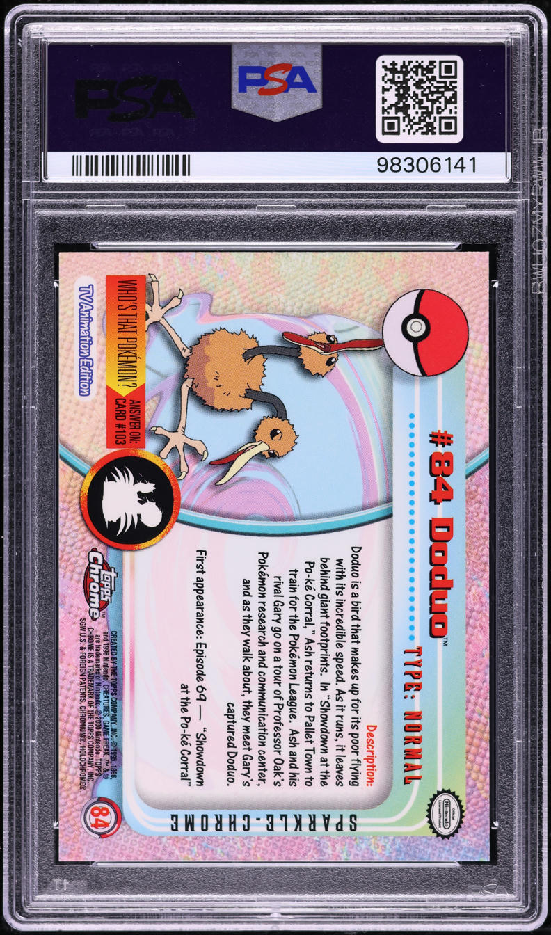 2000 TOPPS CHROME POKEMON SERIES 2 SPARKLE DODUO #84 PSA 10 GEM MINT