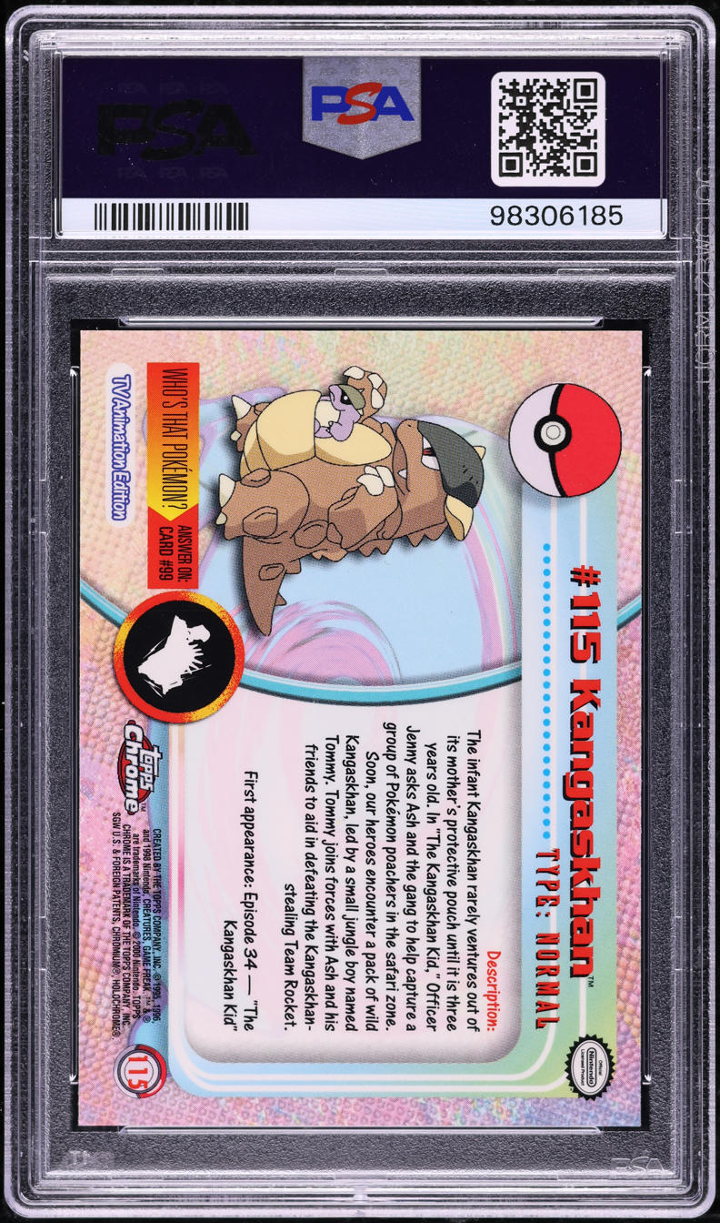 2000 TOPPS CHROME POKEMON TV SERIES 2 KANGASKHAN #115 PSA 10 GEM MINT