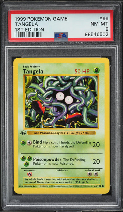 1999 POKEMON BASE SET SHADOWLESS 1ST EDITION TANGELA #66 PSA 8 NM-MT