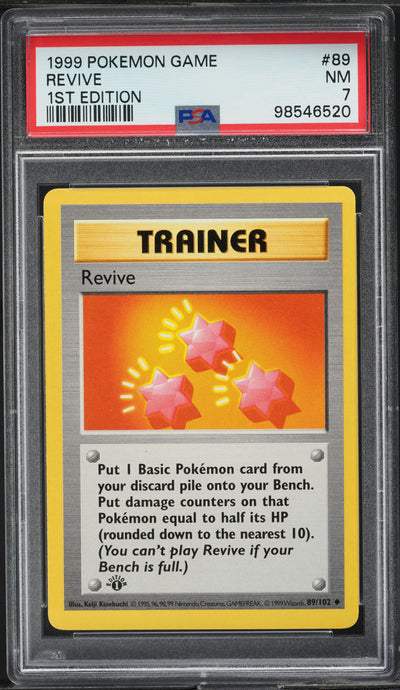 1999 POKEMON BASE SET SHADOWLESS 1ST EDITION REVIVE #89 PSA 7 NRMT