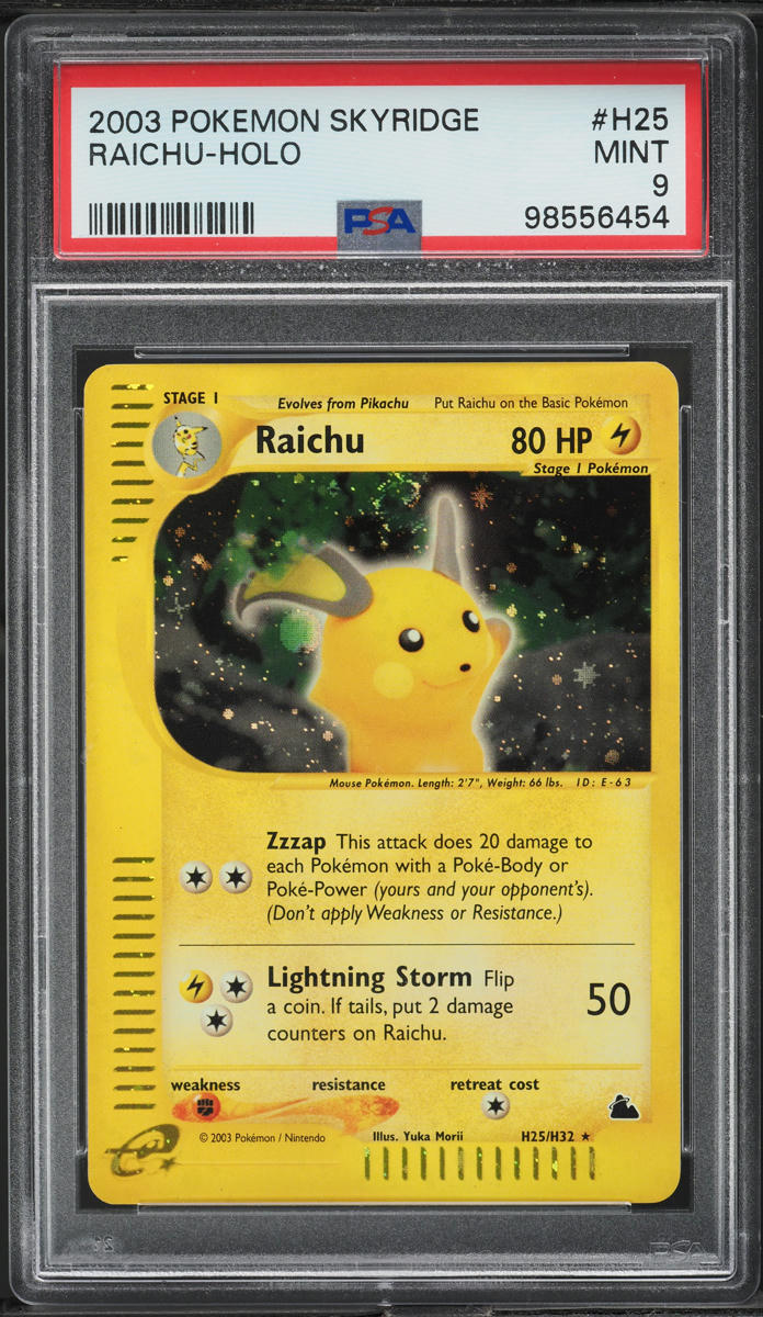 2003 POKEMON SKYRIDGE HOLO RAICHU #H25 PSA 9 MINT