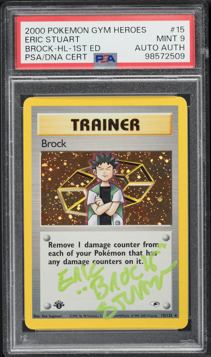 2000 POKEMON GYM HEROES 1ST EDITION HOLO BROCK #15 ERIC STUART AUTO AUTH PSA 9
