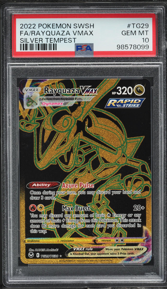 2022 POKEMON SWORD & SHIELD SILVER TEMPEST RAYQUAZA VMAX #TG29 PSA 10 GEM MINT