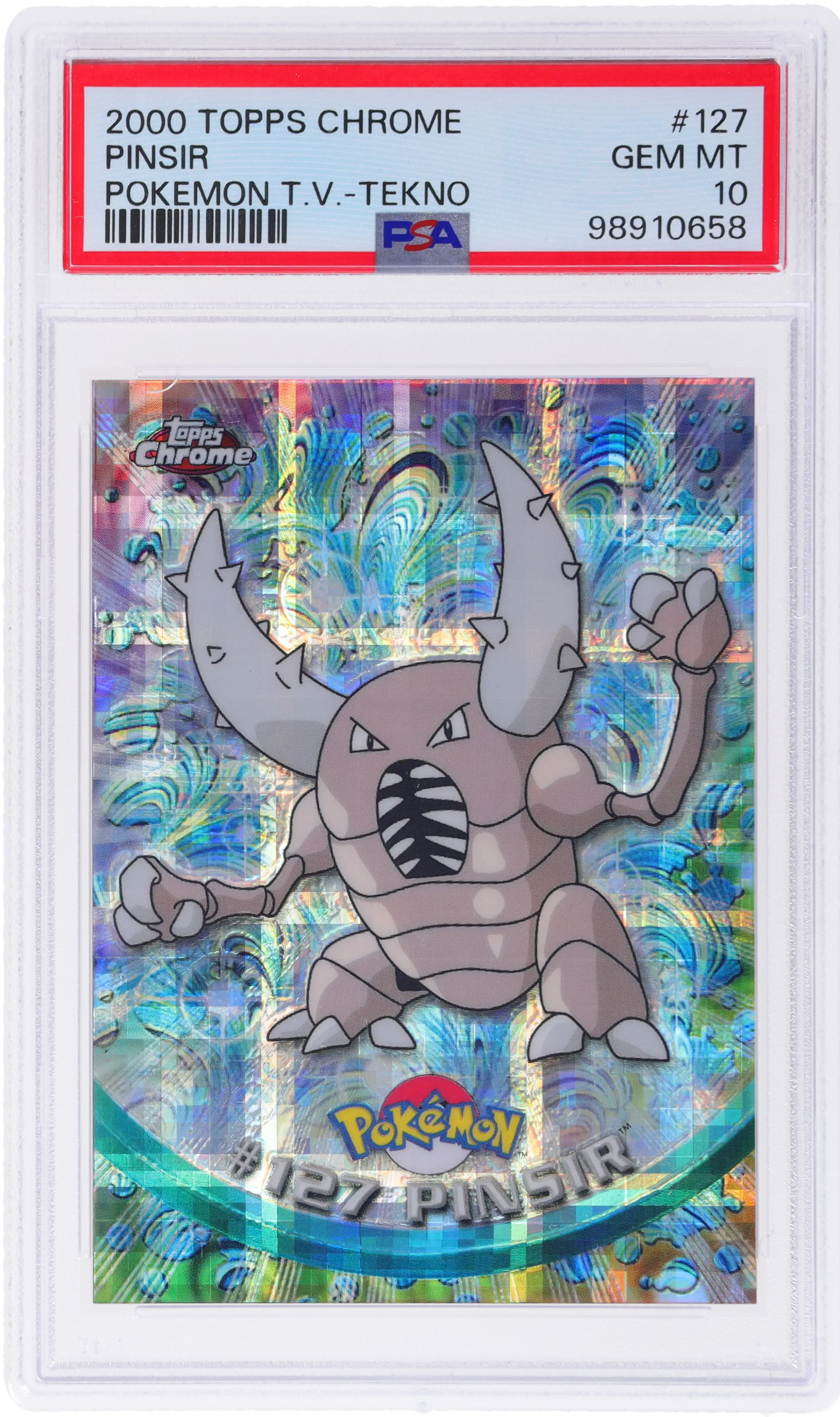 2000 TOPPS CHROME POKEMON SERIES 2 TEKNO PINSIR #127 PSA 10