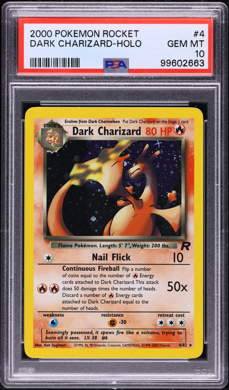 2000 POKEMON TEAM ROCKET HOLO DARK CHARIZARD #4 PSA 10 GEM MINT