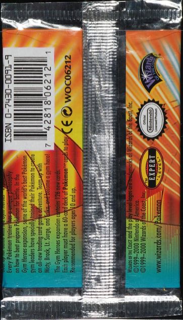 2000 POKEMON GYM HEROES 1ST EDITION LT. SURGE BOOSTER PACK SEALED lowpopping 2000 POKEMON GYM HEROES 1ST EDITION LT. SURGE BOOSTER PACK SEALED lowpopping