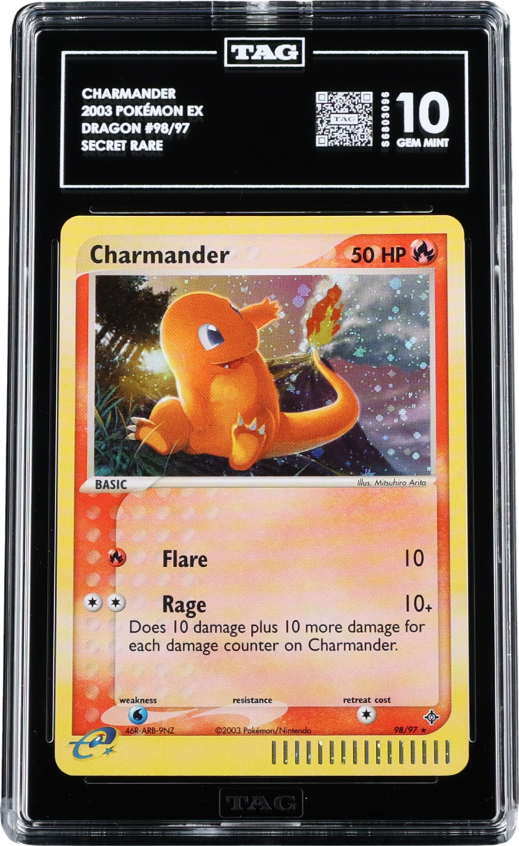 2003 POKEMON EX DRAGON HOLO CHARMANDER #98 TAG 10