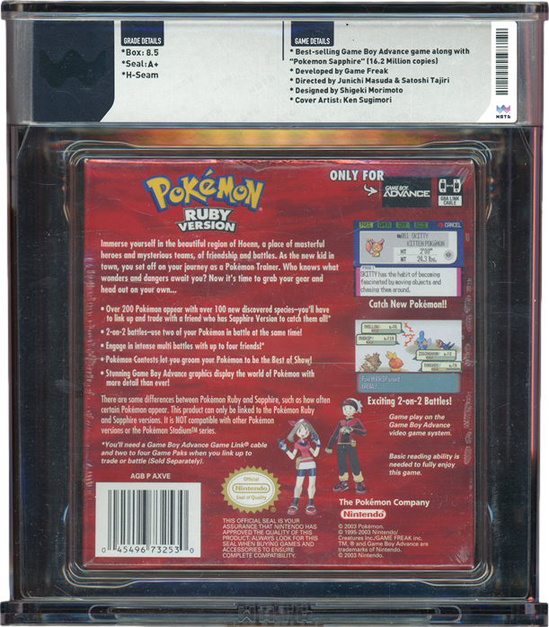 2002 POKEMON RUBY VERSION NINTENDO GAME BOY ADVANCE GBA WATA 8.5 A+ SEALED