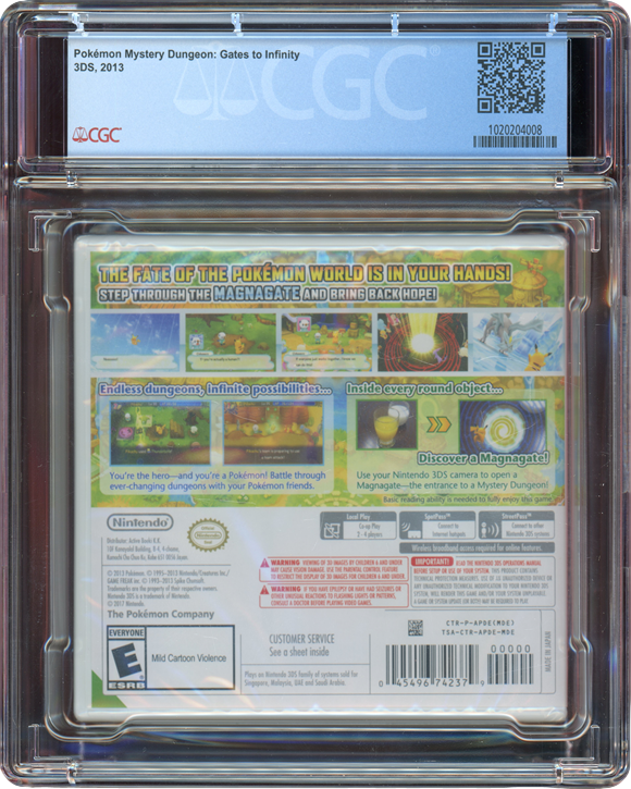 2013 POKEMON MYSTERY DUNGEON: GATES TO INFINITY NINTENDO 3DS CGC 9.9 A++ SEALED