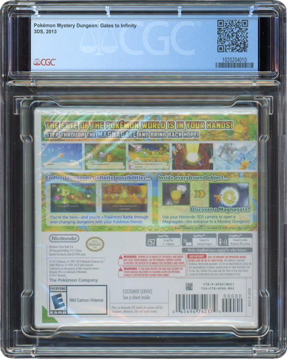 2013 POKEMON MYSTERY DUNGEON: GATES TO INFINITY NINTENDO 3DS CGC 9.6 A++ SEALED